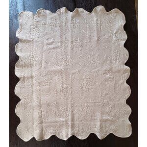 Pillow Sham Matelasse Scalloped Edge Pale Yellow 100% Cotton Portugal Standard